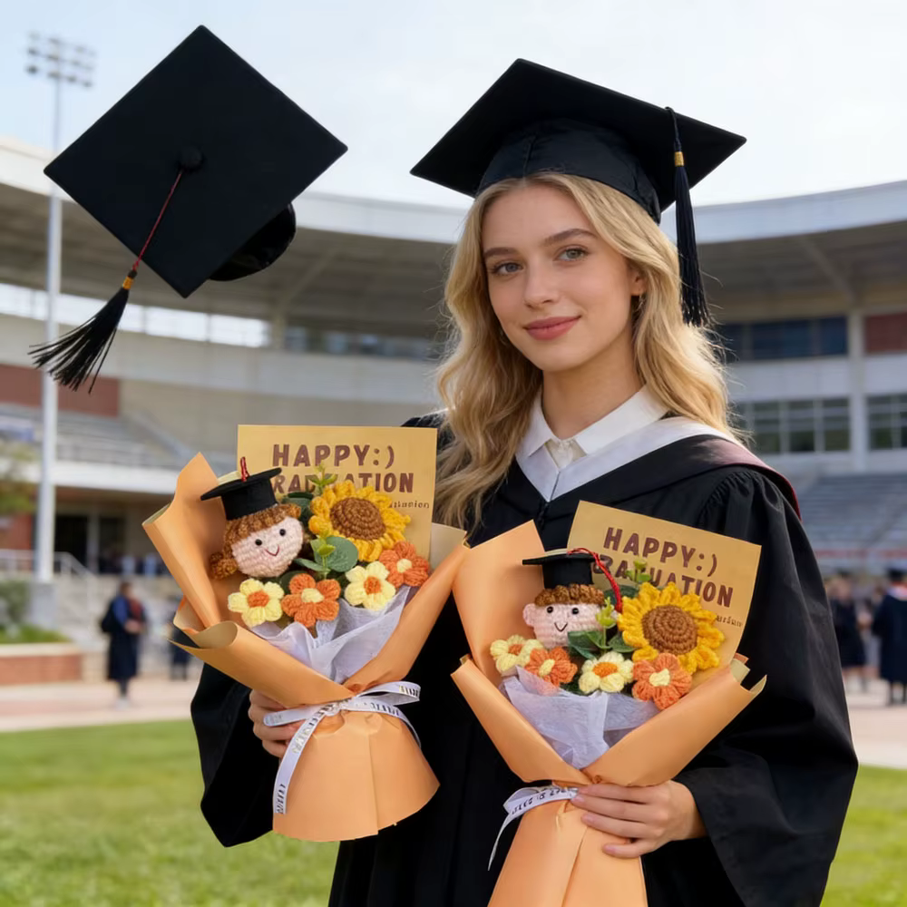 Fleurs au crochet, Bouquet de fleurs de remise de diplôme