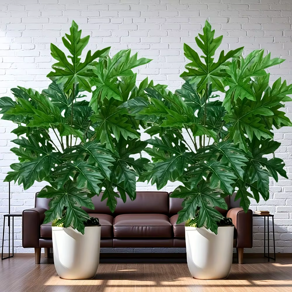 Feuilles de papaye de plante verte simulée de 65cm