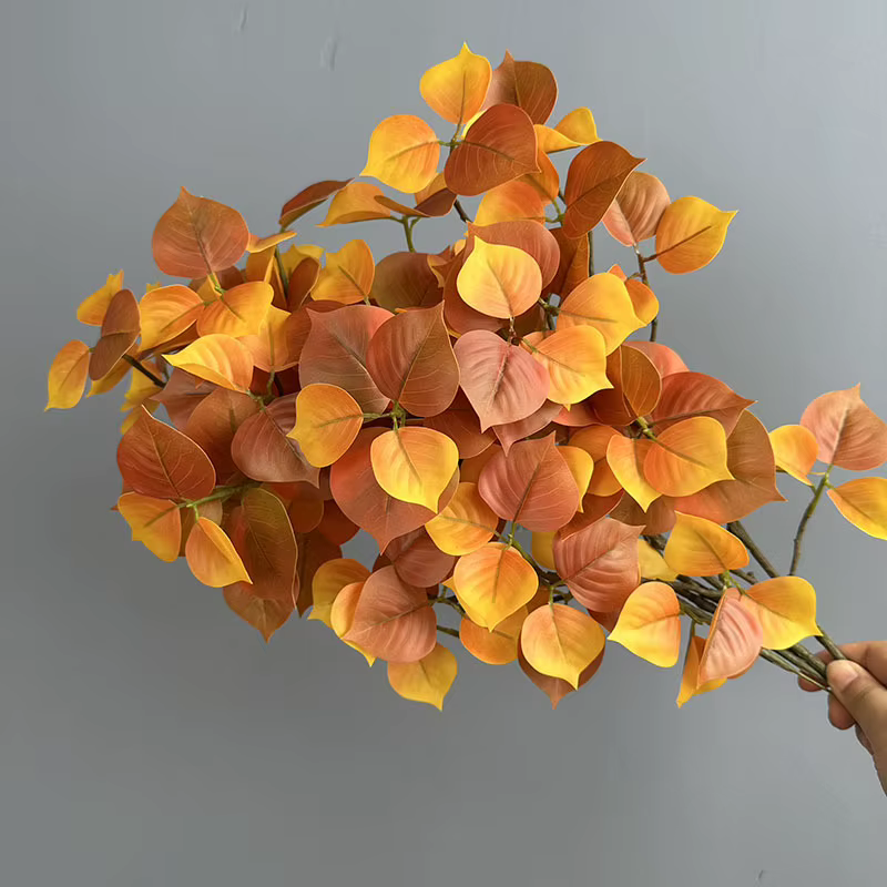 8 pièces de feuilles de Sapium Sebiferum artificielles en plastique