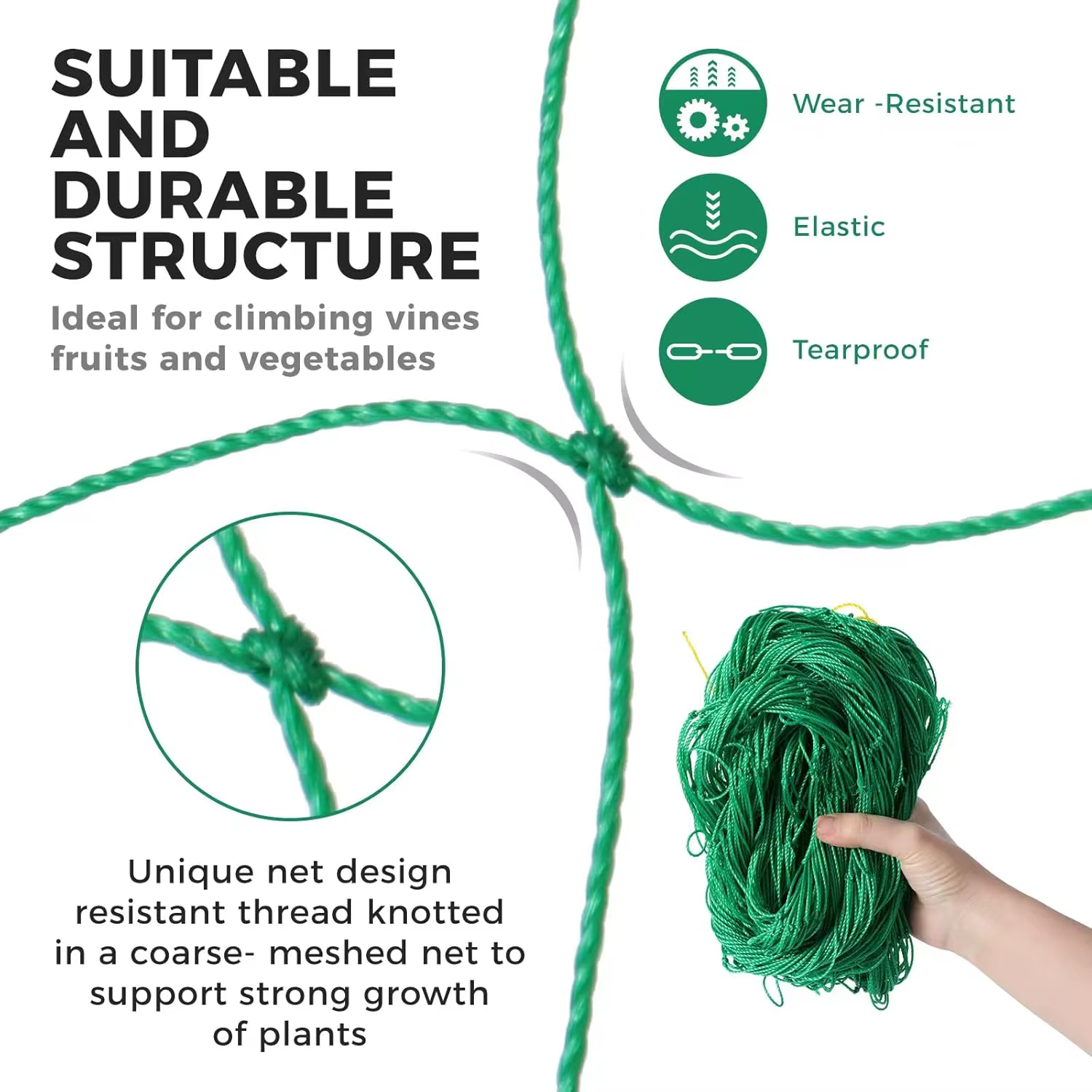 Pergolas pour plantes, filet de culture en polyester robuste