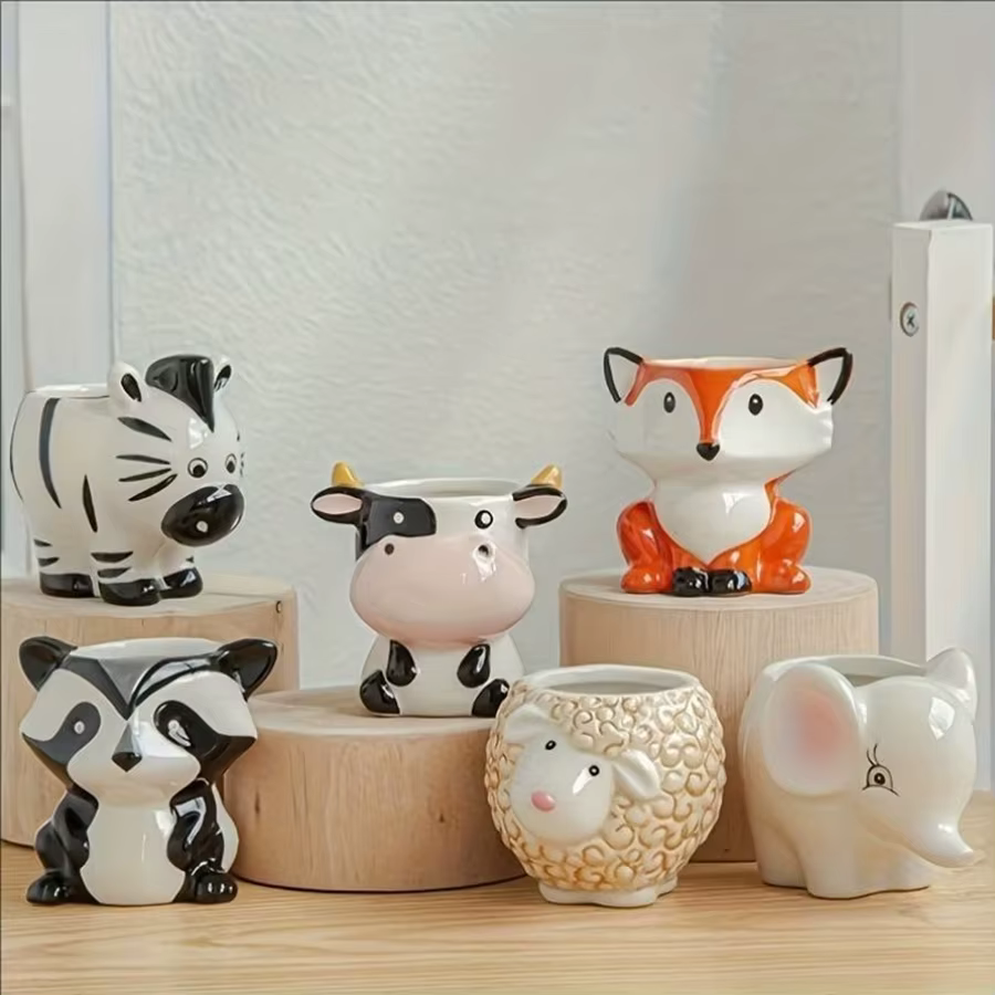 1 pot à plantes en céramique à thème animalier mignon