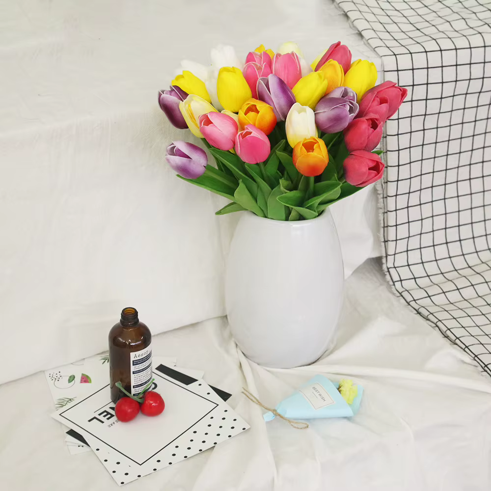 Bouquet de Tulipes Artificielles en PU pour la Décoration de la Maison