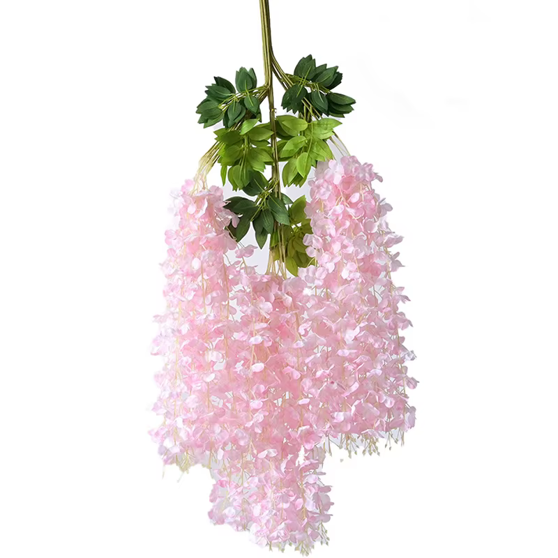 Décoration de noël glycine fleur artificielle suspendue guirlande rotin