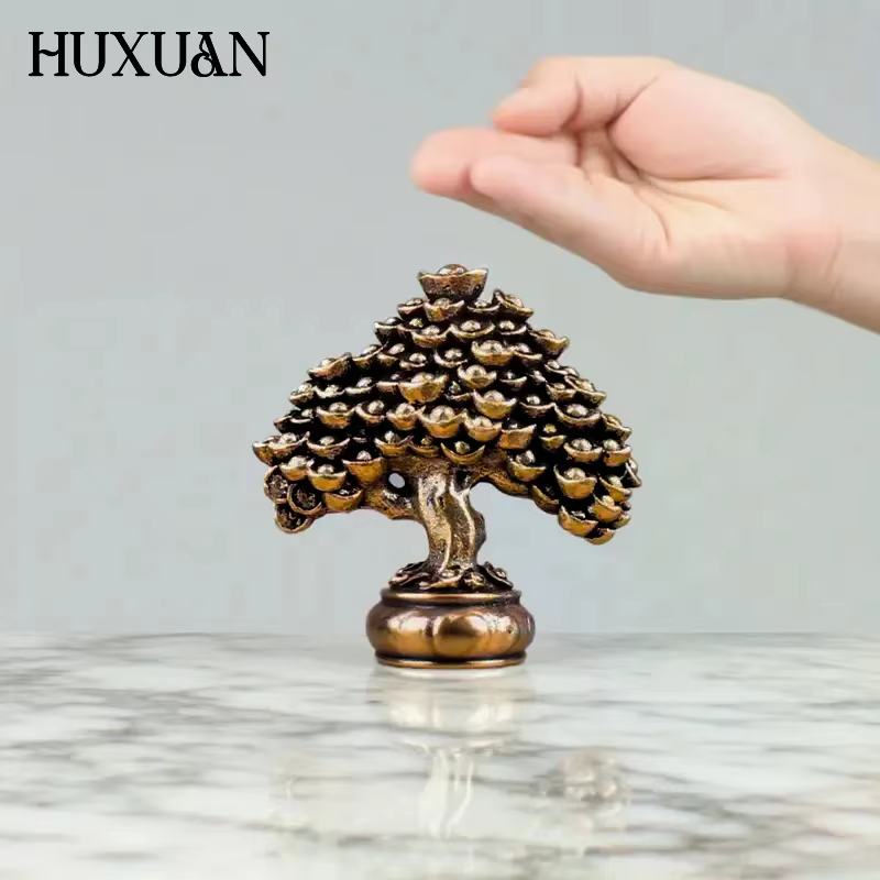 Figurines Feng Shui d'arbre de richesse chinoise en laiton