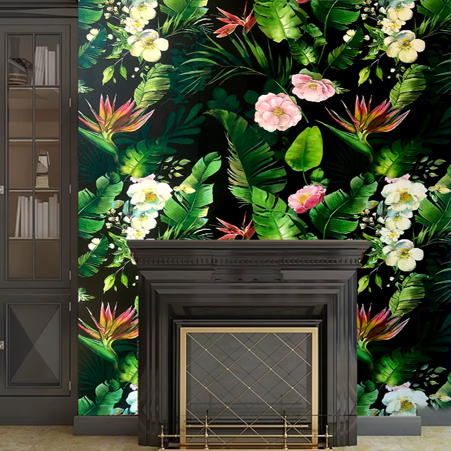 Papier Peint Auto-Adhésif avec Plantes Vertes