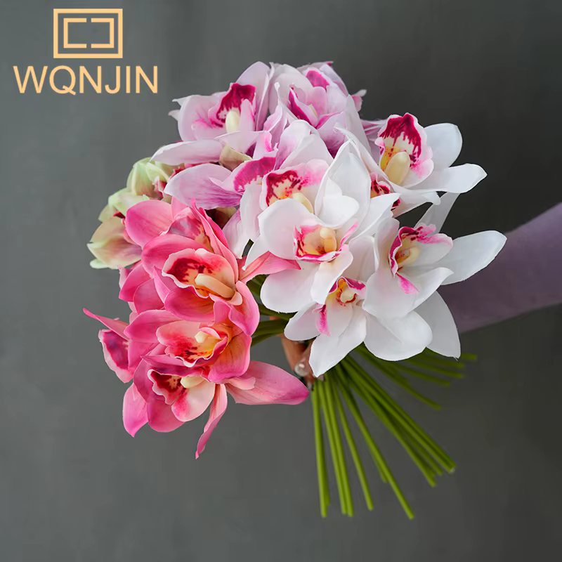 1 Bouquet, Bouquets d'orchidées artificielles à 6 têtes