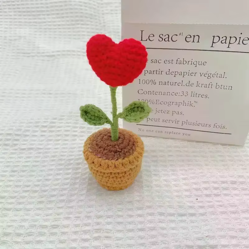 Crochet tissé fini petite plante en pot Simulation fleur