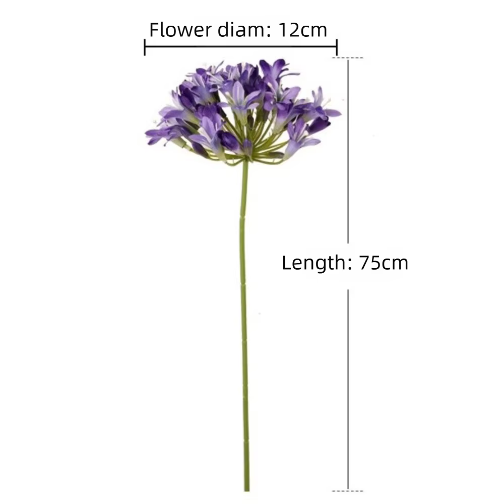 Nouvelle branche de fleurs d'agapanthus artificielles de 75 cm de long