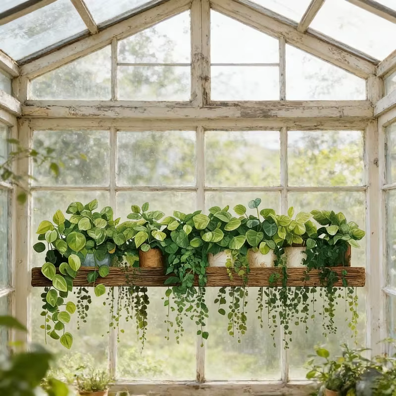 Autocollants muraux en forme de plantes vertes suspendues