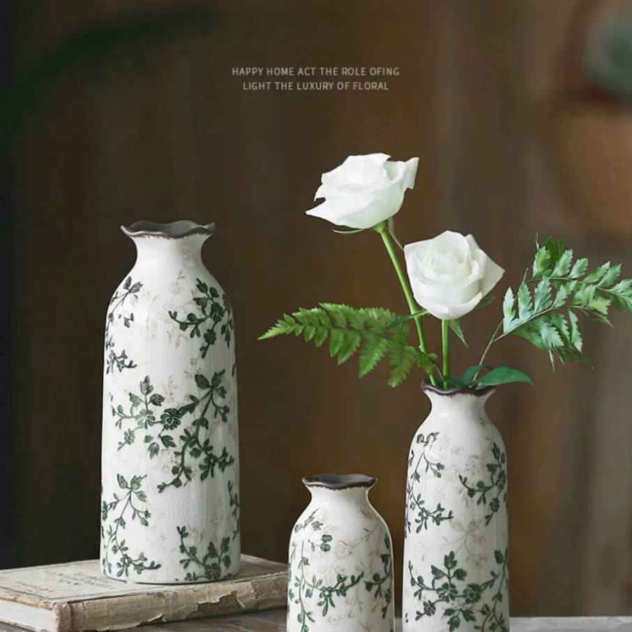 Vase à fleurs en céramique craquelé