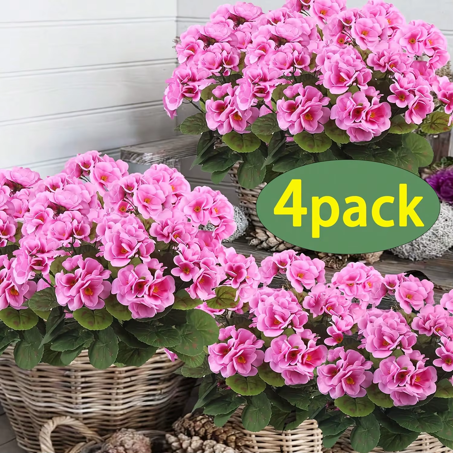 1/2/4 pièces fleurs artificielles réalistes avec feuillage vert intérieur extérieur jardin porche Patio fenêtre boîte décor planteur suspendu