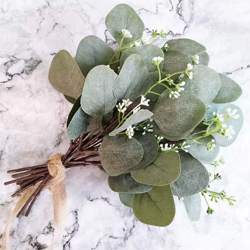 Plantes artificielles feuilles d'eucalyptu tige branche d'eucalyptus Festival couronne Bouquet Floral mariage vacances maison chambre Vase bricolage décor