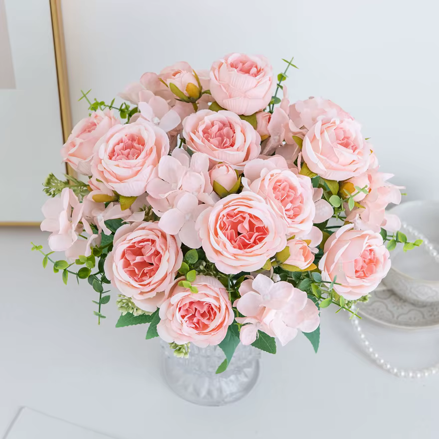 Fleur artificielle de pivoine de soie maison Vase chambre jardin extérieur cour couronne de mariage Bouquet de mariée