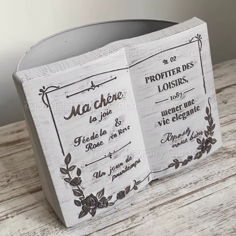 Ins-Pot de fleur en résine en forme de livre anglais