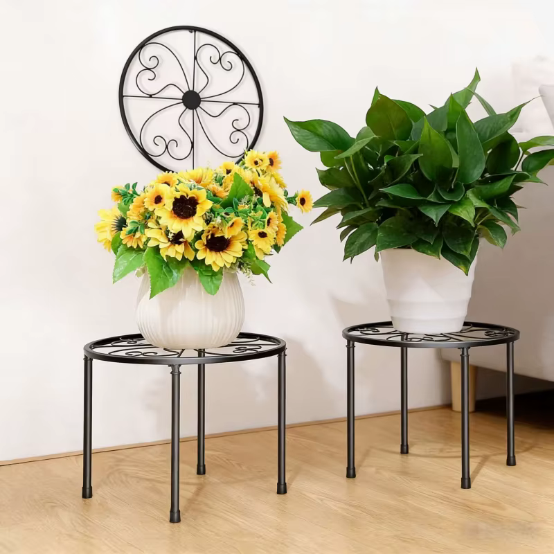 Support de fleurs minimaliste en métal noir