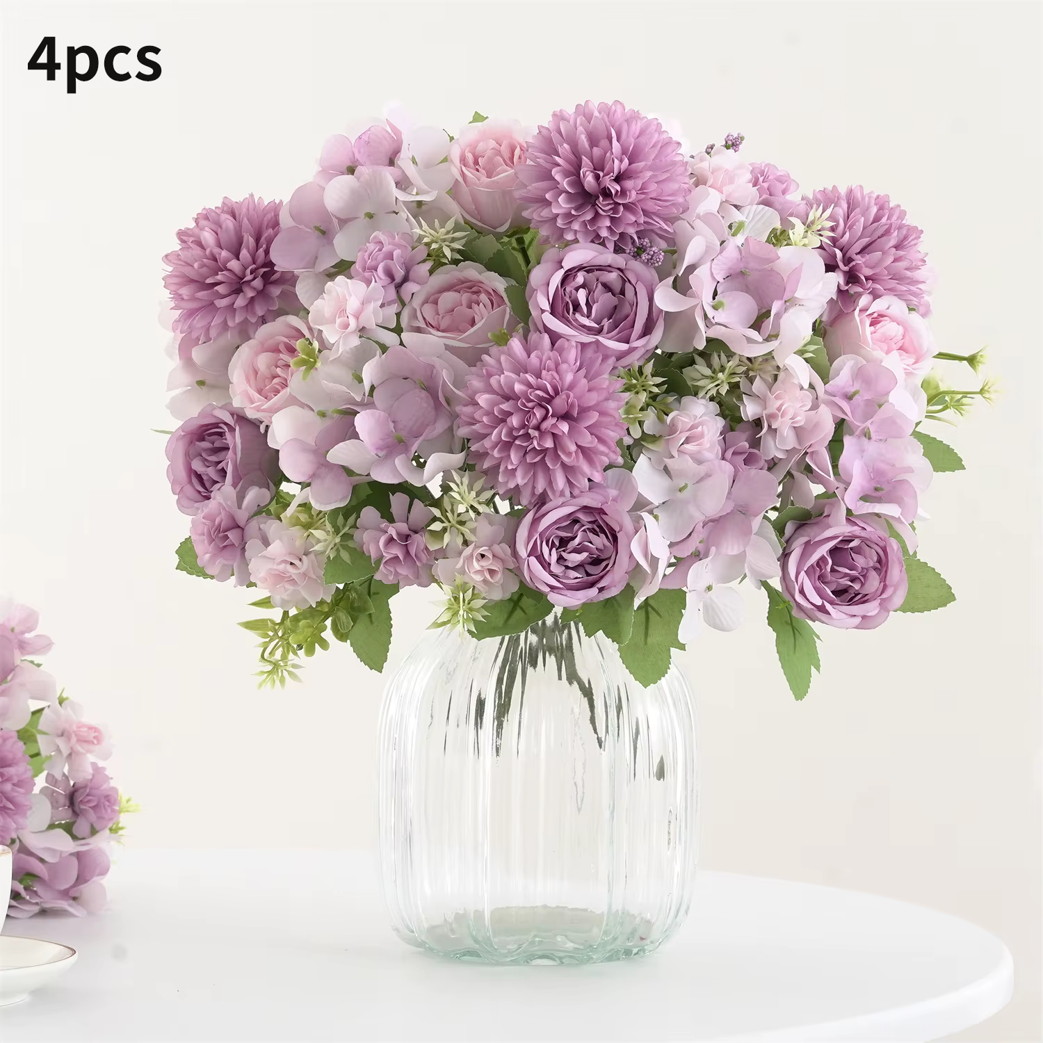 Bouquet de fleurs artificielles réalistes 1/4 pièces