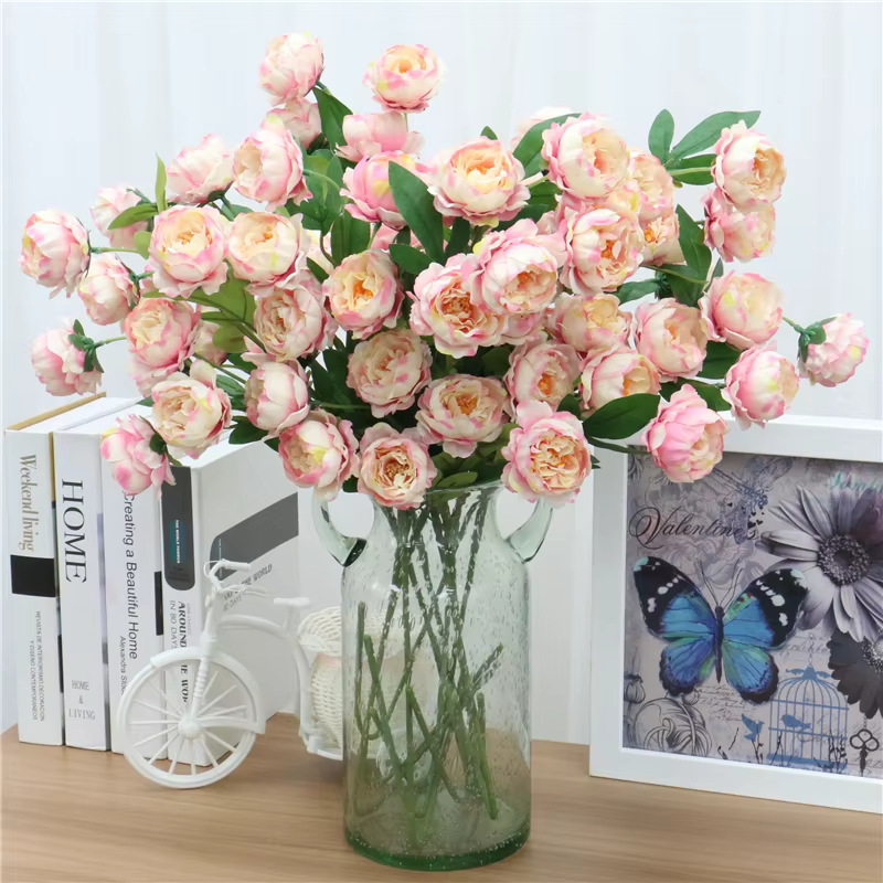 7 têtes de pivoines artificielles