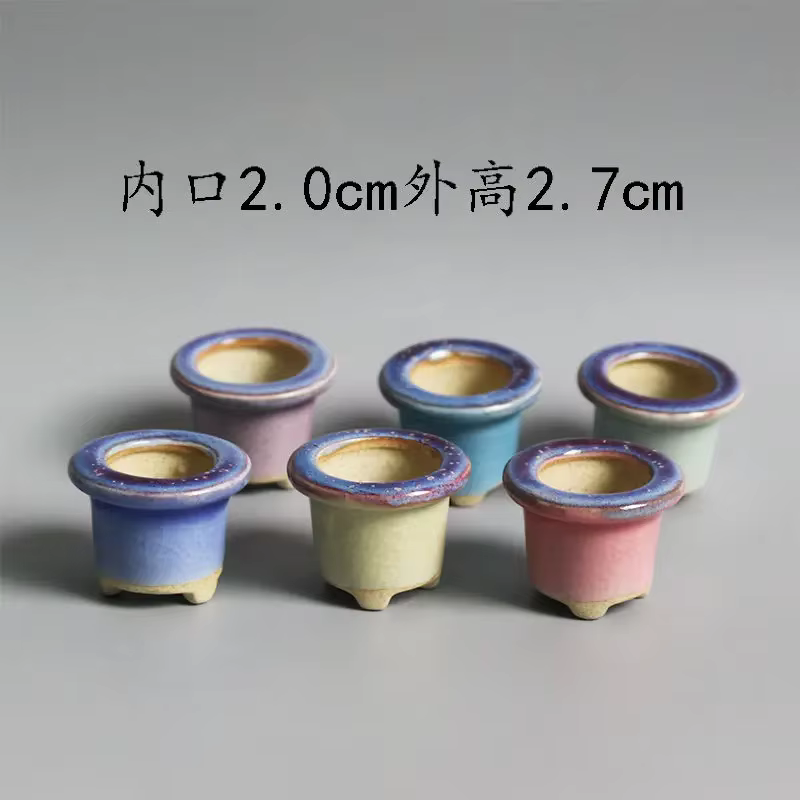 Mini pot de fleurs charnu semi-glaçure avec trou