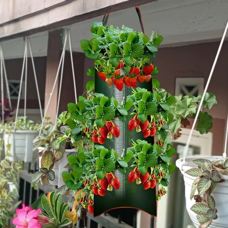 Sac de plantation de fraises suspendu, sac de culture de jardin PE dégradable, jardinière de fleurs et de légumes, décoration intérieure et extérieure, fournitures de jardin