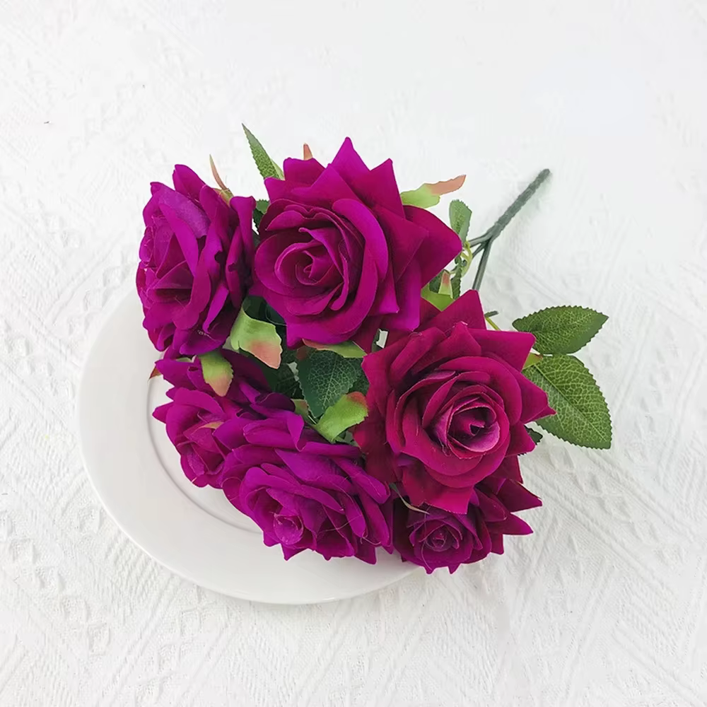 Bouquet de roses artificielles en velours