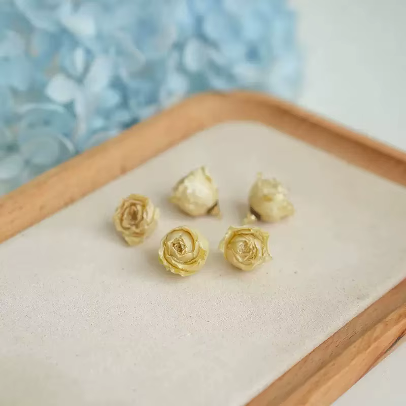 Boucles d'oreilles en époxy rose, accessoires de fleurs séchées, fleurs semi-finies, matériaux de bricolage en résine faits à la main