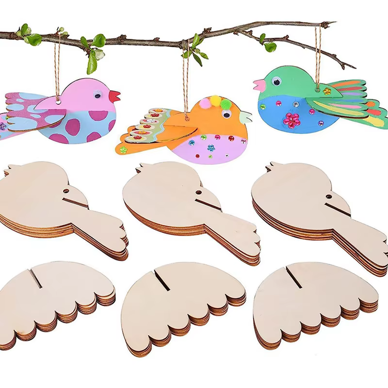 YOMDID 5 pièces ornements en bois inachevés-décorations suspendues d'oiseaux