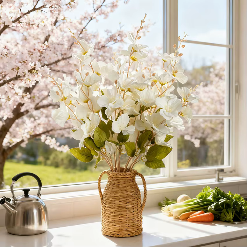 Fleurs artificielles Soie Magnolia Cour Extérieure Mariage Bouquet De Mariée Vase Maison Chambre Décor De Table Festival Joli Arrangement