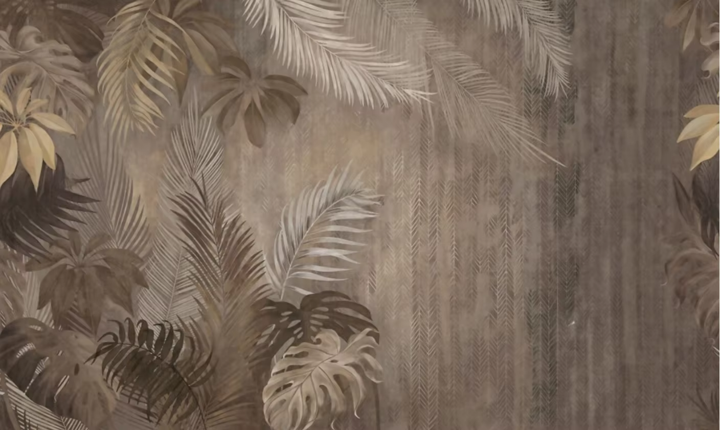 Papier Peint Mural Auto-Adhésif avec Feuille de Bananier Tropicale