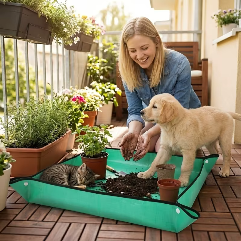 Tapis de rempotage pour contrôler les éclaboussures de terreau