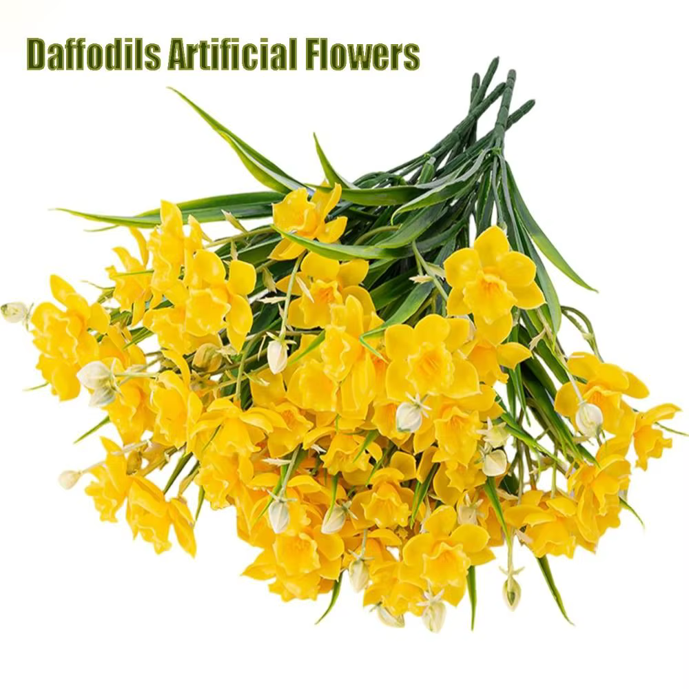 10 Têtes de Narcisses Artificiels Jaunes – Fleurs Réalistes pour DIY