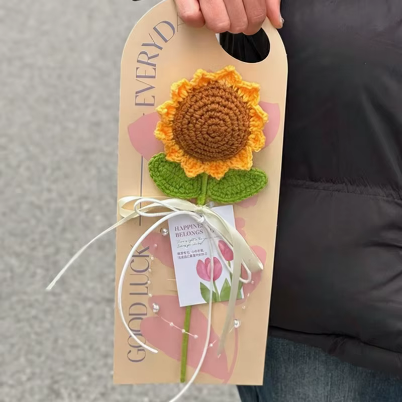 Bouquet de fleurs artificielles au crochet ours Kawaii