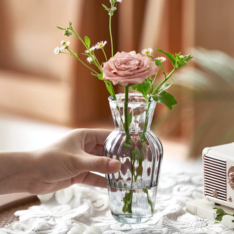 Vase en verre sculpté à la main-Jardinière hydroponique pour décor gothique de maison/bureau