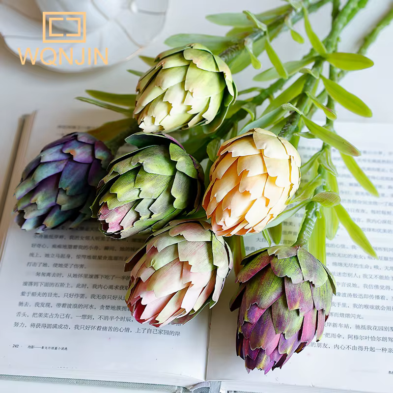 1 pièce, fausse fleur décoration ornements branche unique chardon fruit roi