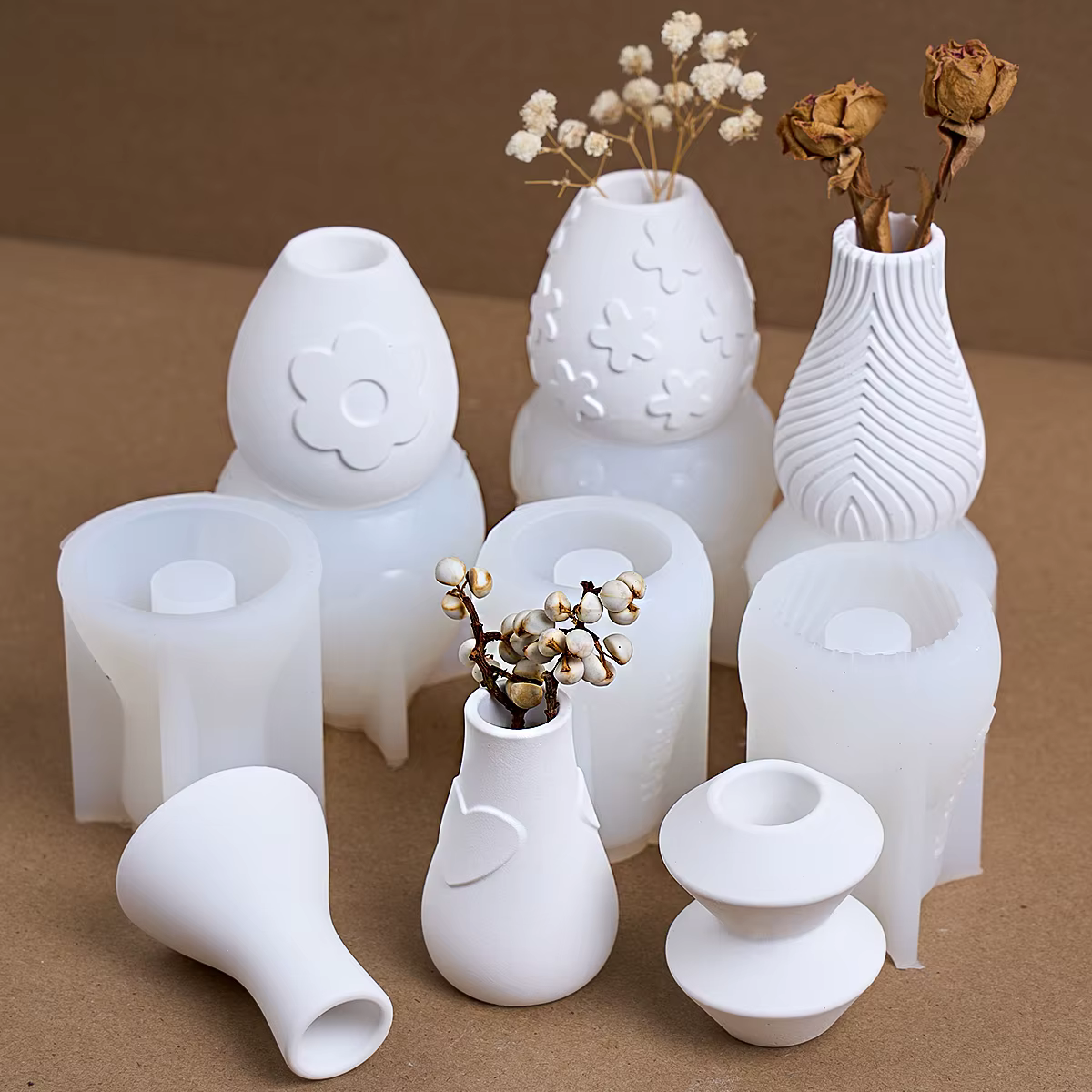 Vase à fleurs 3D à rayures d'amour