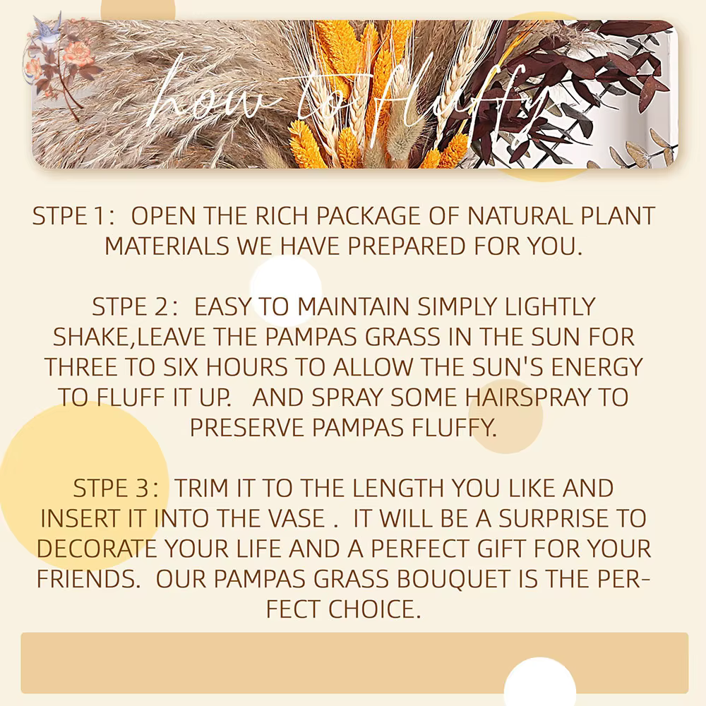 Bouquet de pampas séchées naturelles