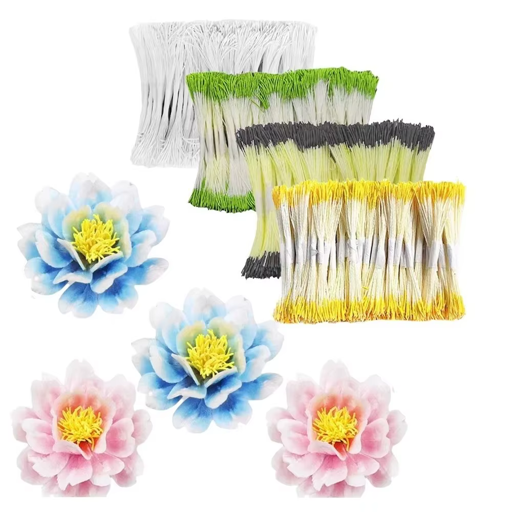20 Pièces de Pistils Artificiels Goutte d'Eau 1mm, Stamine de Fleur en Plastique pour Simulation, Noyau de Fleur Artisanale 8CM, Accessoires pour Fleurs Artificielles