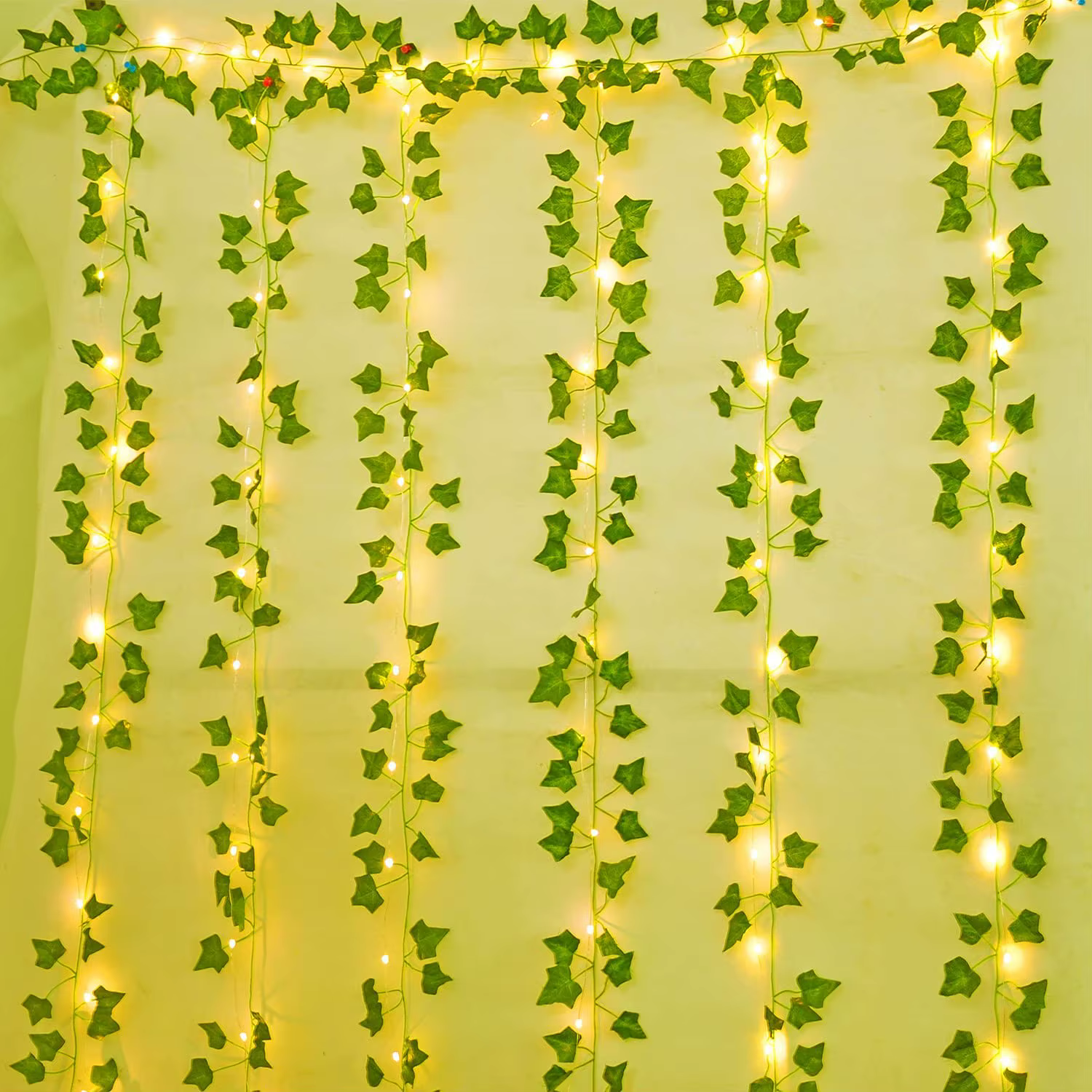 Guirlande suspendue de feuilles de lierre vertes artificielles