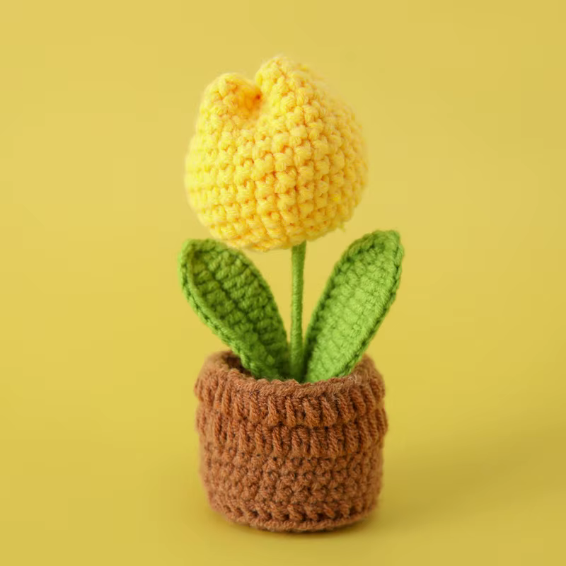 Mini tulipes Crochet fleurs en pot mignon tricot