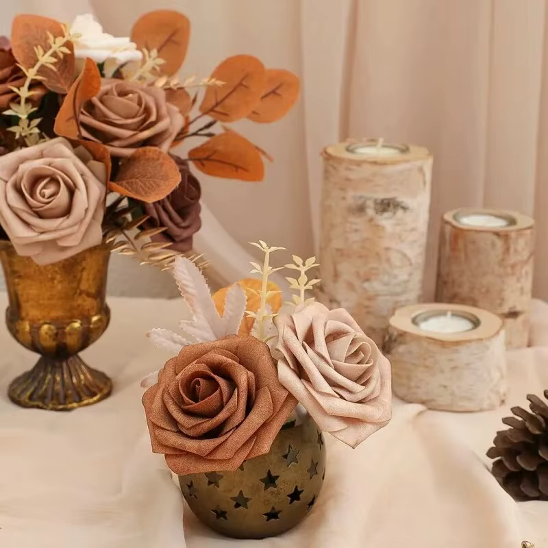 Fleurs Artificielles en Mousse avec Tiges pour Bouquets de Mariage