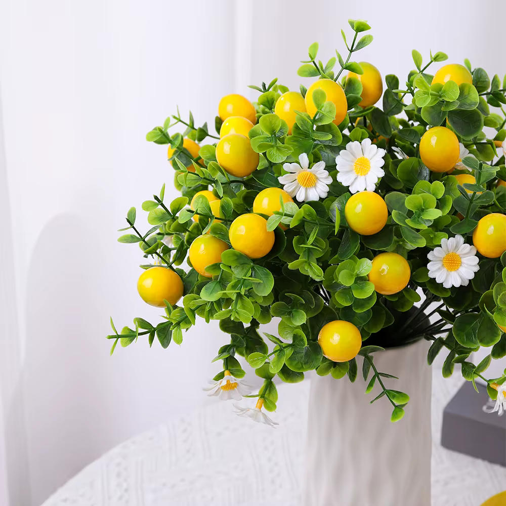Branche de fleurs artificielles en eucalyptus citronné de 30 cm pour la décoration de la maison