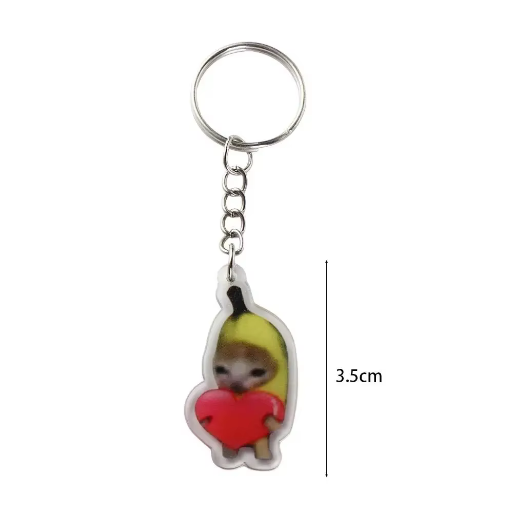 Porte-clés Banana Cat Happy Banana Cat, Breloque de sac à dos, Chaîne de téléphone portable Banana Cat, Pendentif dessin animé Banana Cat