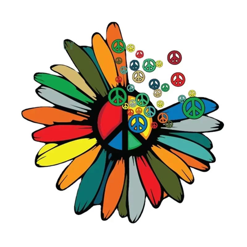 Autocollant de voiture en PVC Flower Power Peace pour moto camping-car-accessoire de décalcomanies décoratives élégantes