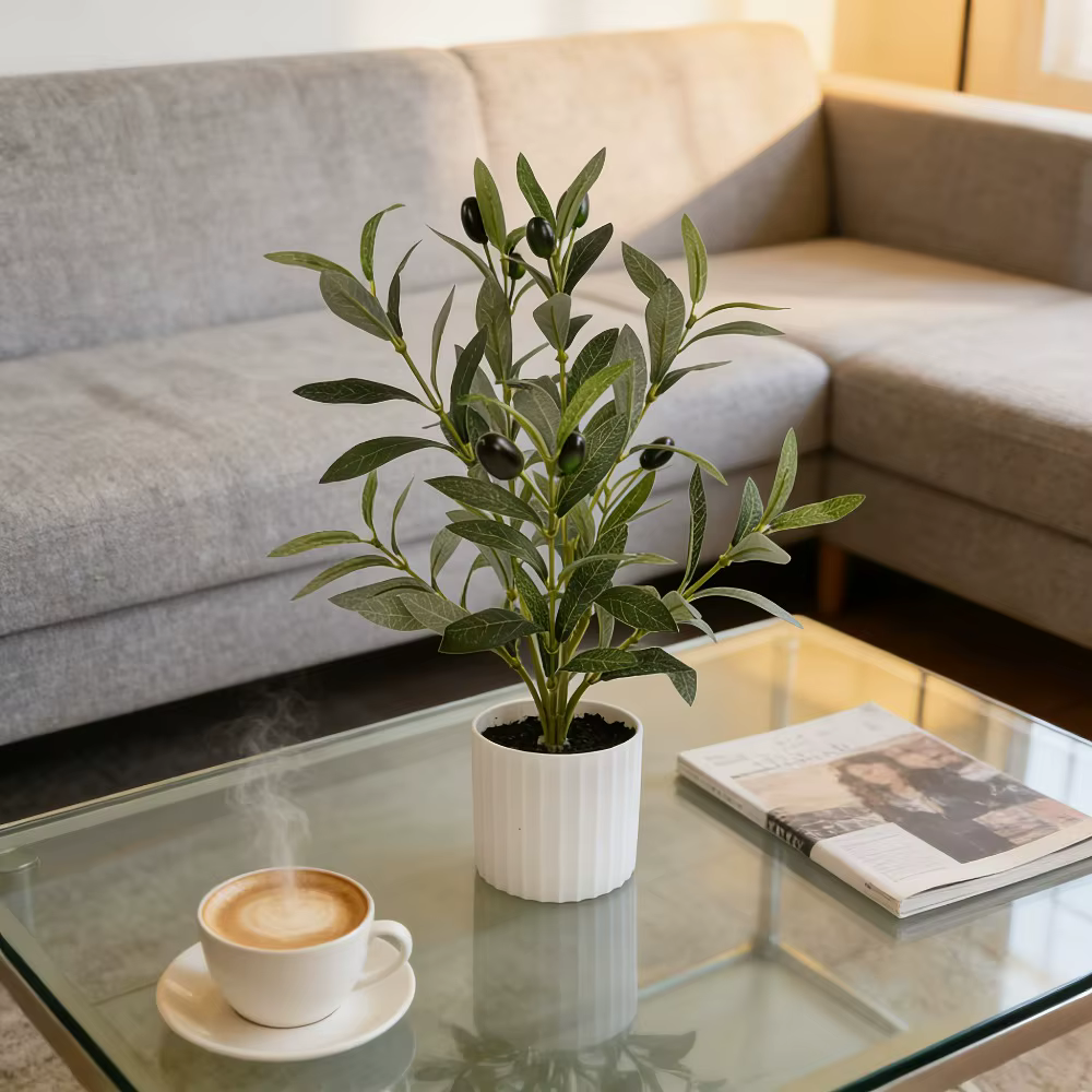 1 arbre d'olivier artificiel en pot pour la décoration de la maison