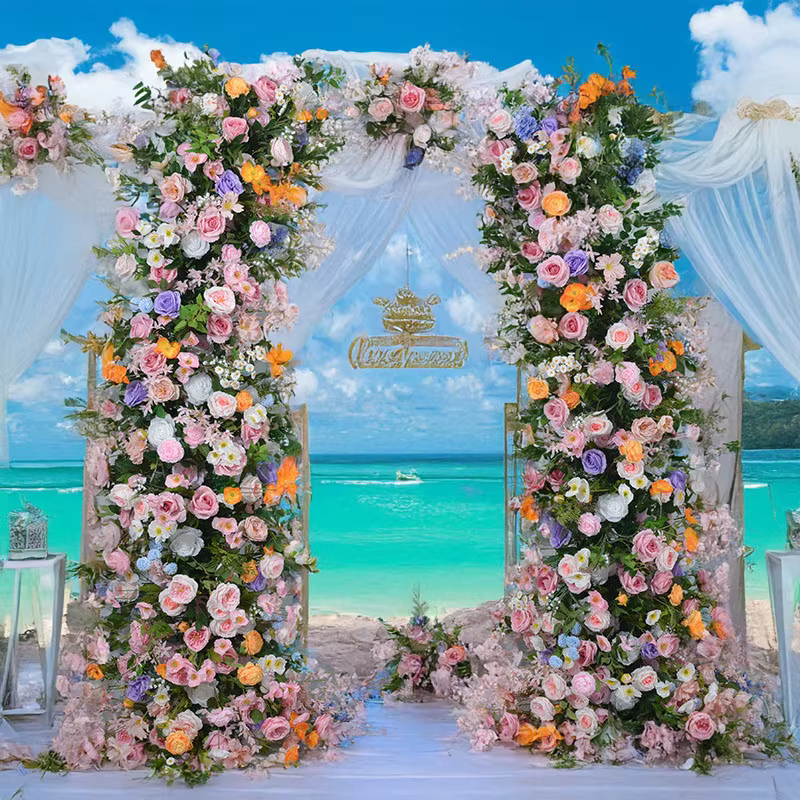 Offre spéciale Monet jardin artificielle Rose réutilisable coin Floral extérieur Festival célébration marché configuration résistant aux intempéries décor