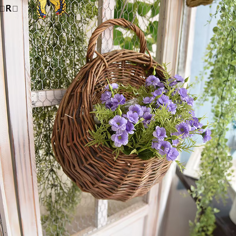 Panier à fleurs en rotin tressé à la main