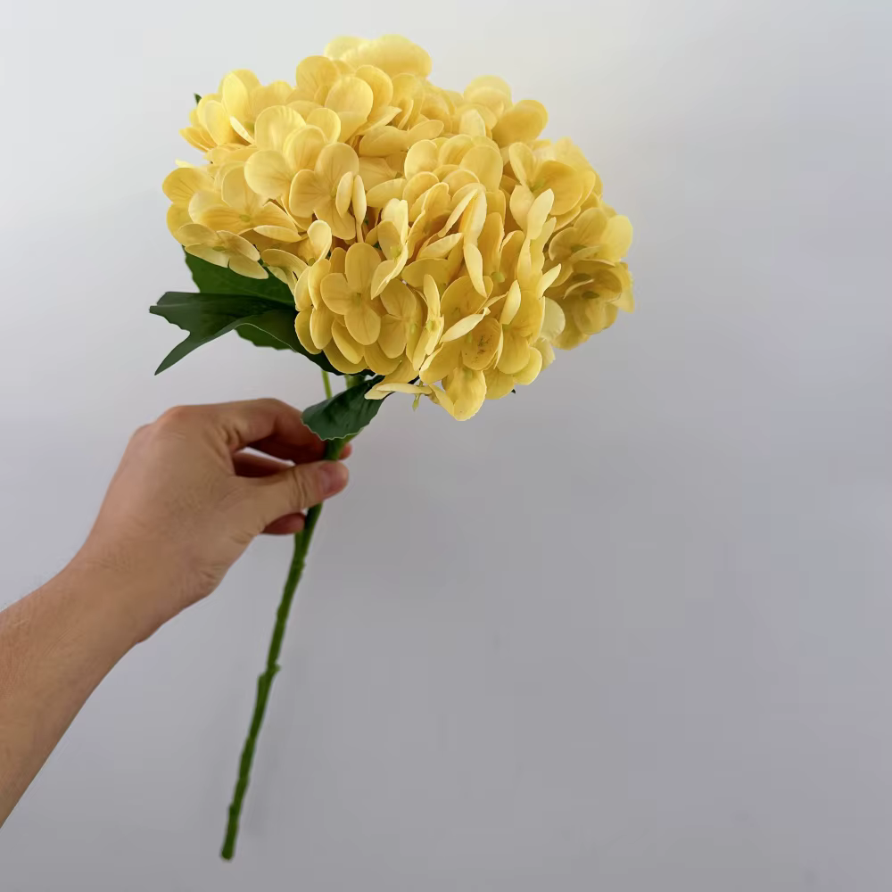 Nouvelle grande fleur artificielle d'hortensia hydratante True Touch Orange jaune faux hortensia décoration de salon scène de mariage