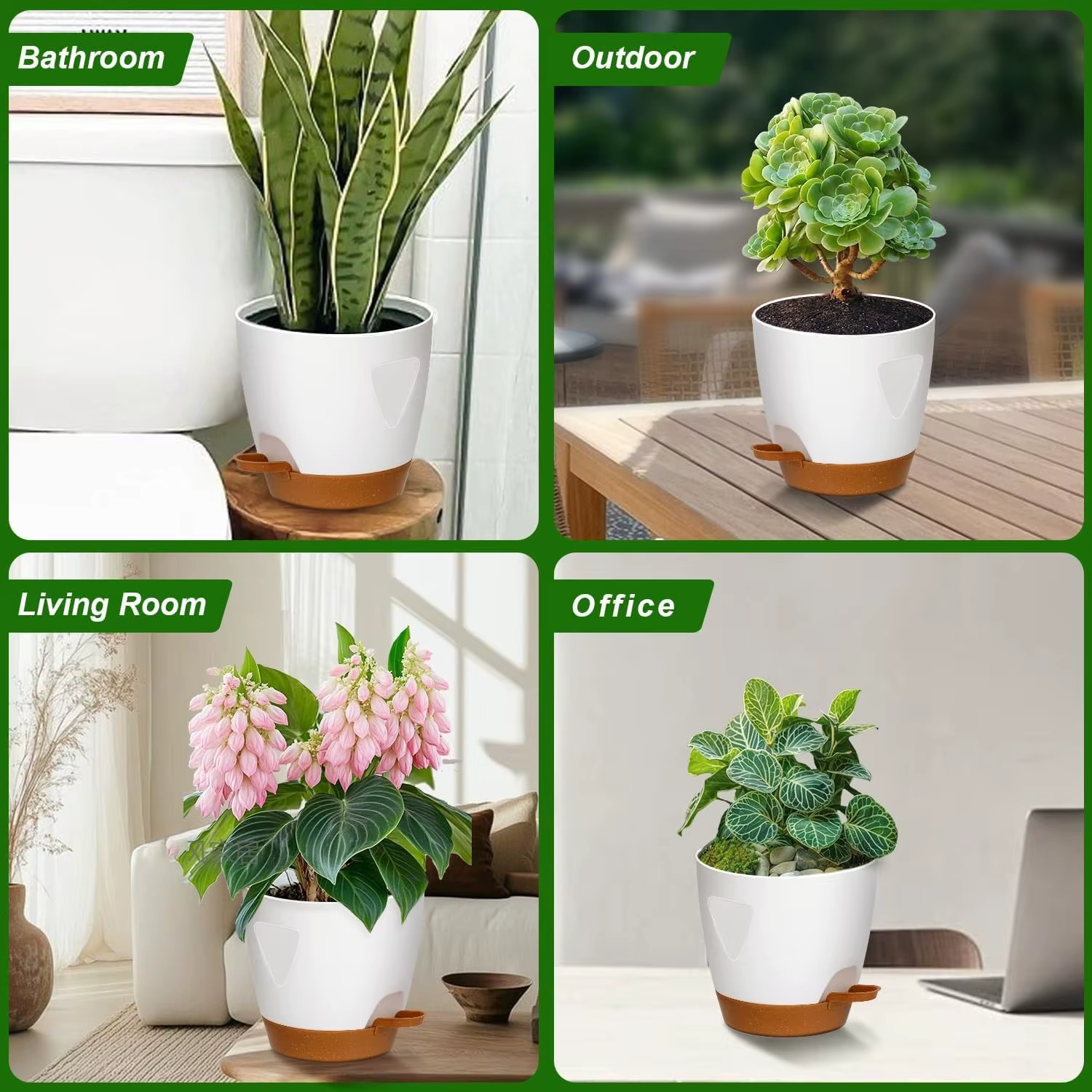Pot de fleurs décoratif d'intérieur avec trou de drainage
