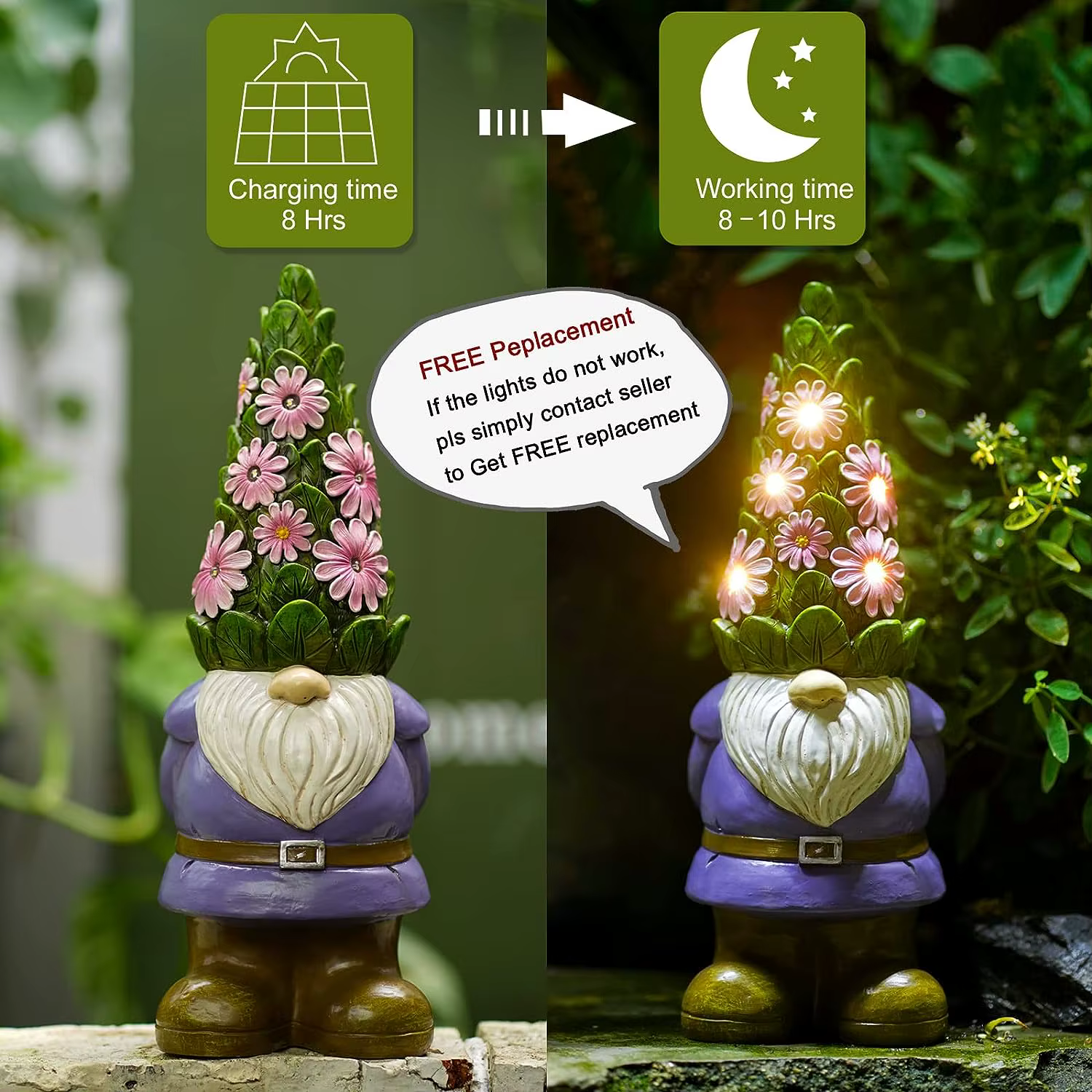 Statues extérieures de jardin solaire ange avec succulente – Figurine