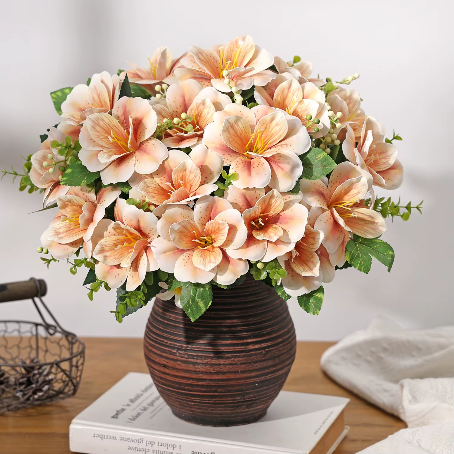 Fleurs artificielles Azalea Couronne de mariage Accueil Chambre Table Automne Décor Bouquet de mariée Jardin Vase Conseil Extérieur Cour Bricolage Cadeau