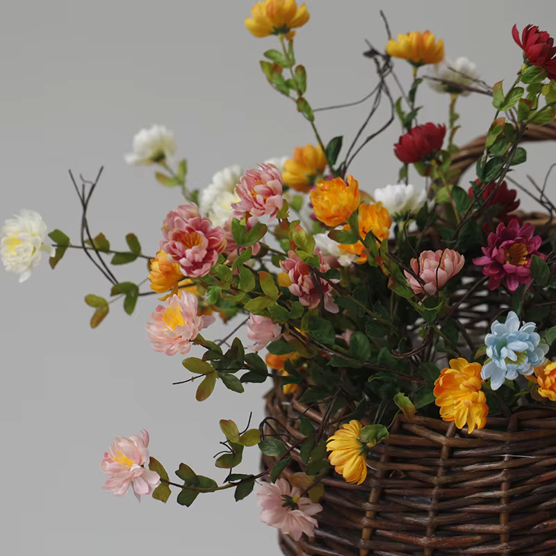 Fleurs de marguerite de soie de chrysanthème rétro